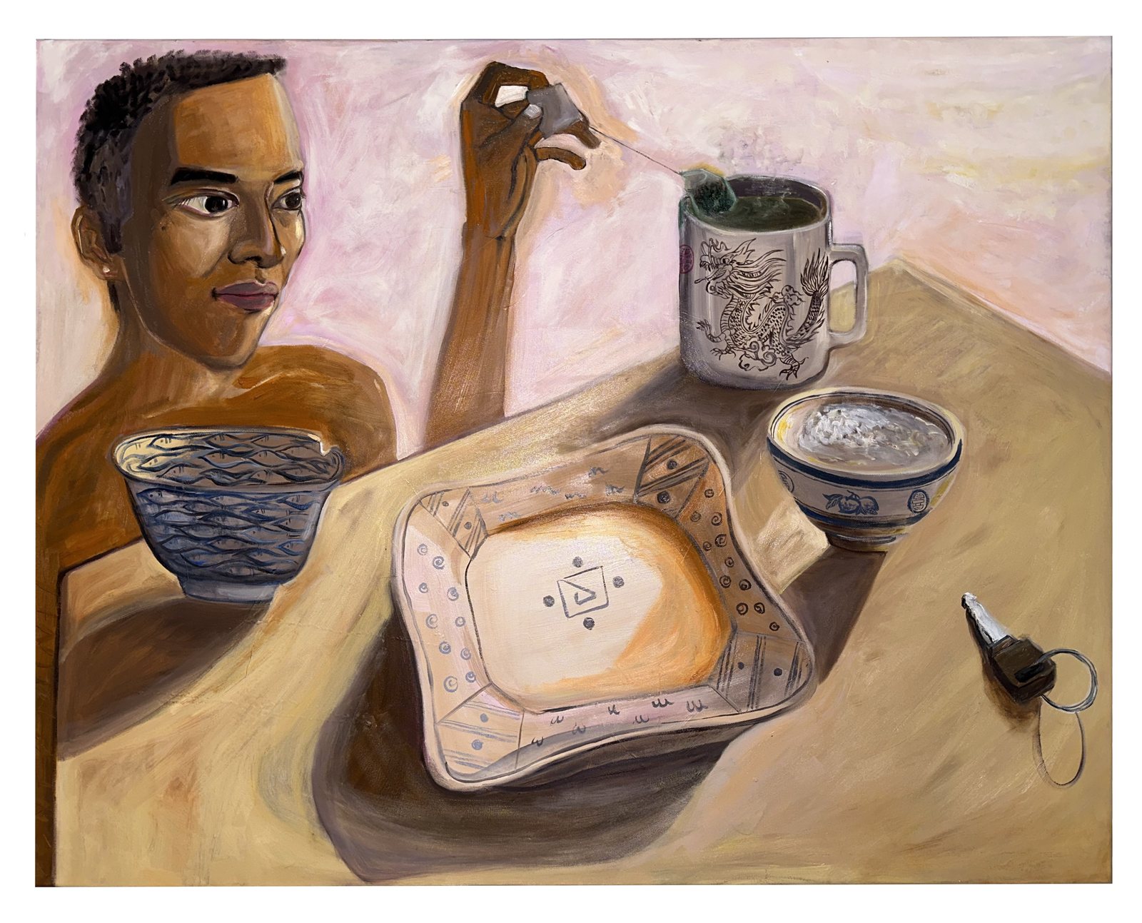 Make Tea, oil painting by Nguyễn Trịnh Quang Minh