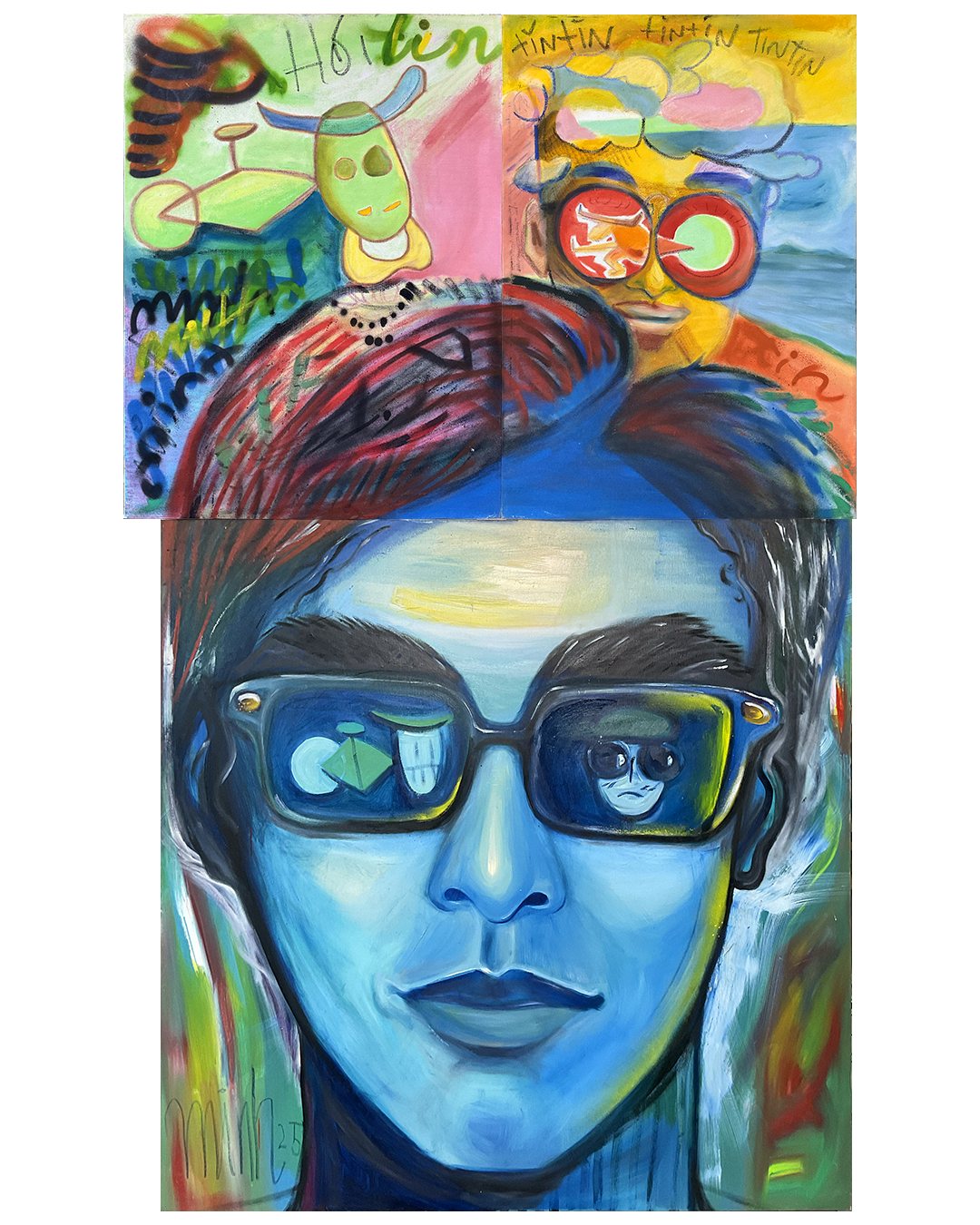 Self portrait in blue, by Minh and Viv