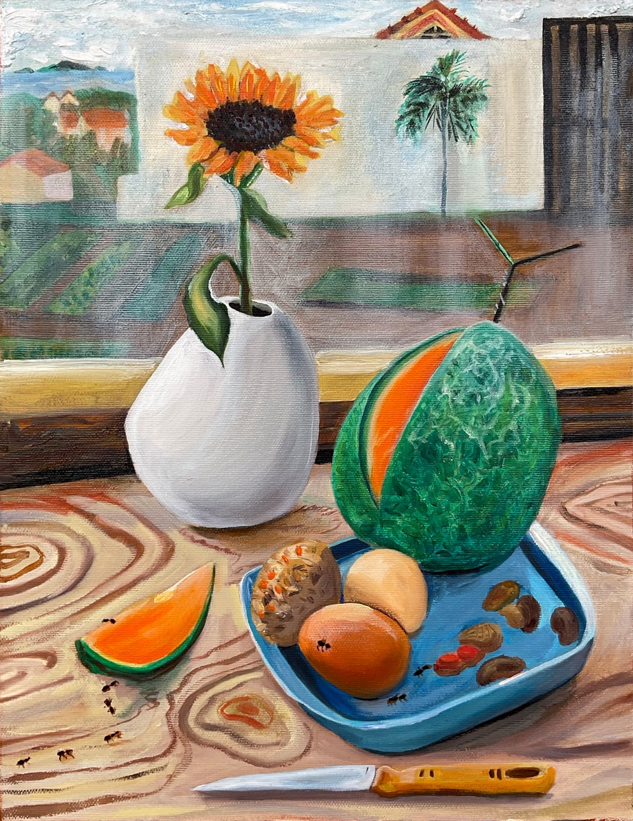 Sunflower still life, painting by Nguyễn Trịnh Quang Minh