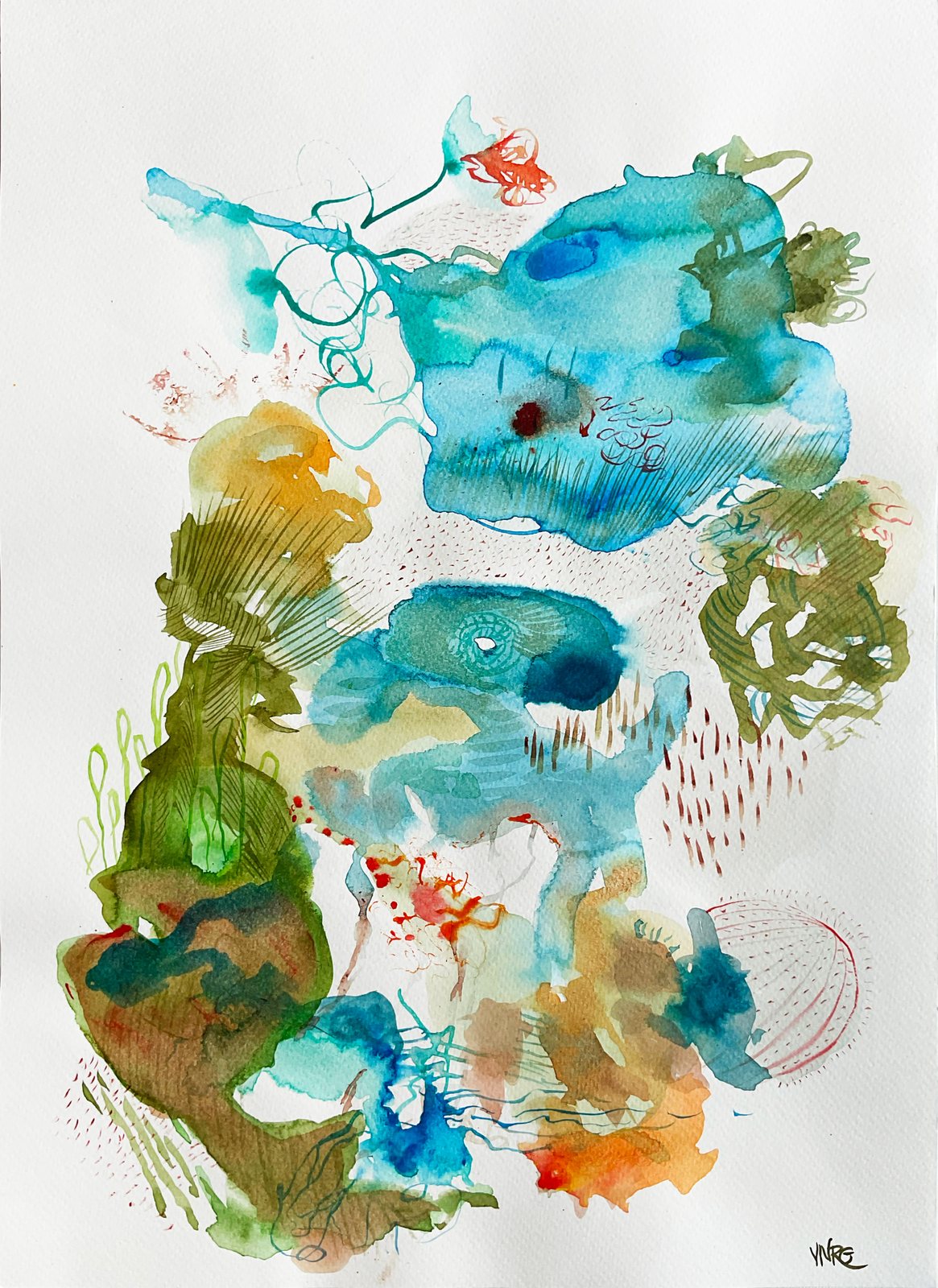 Underwater Landscape Blue, painting by Viviana Ruiz Gomez